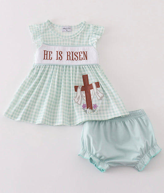 He is Risen Easter Bummie Set