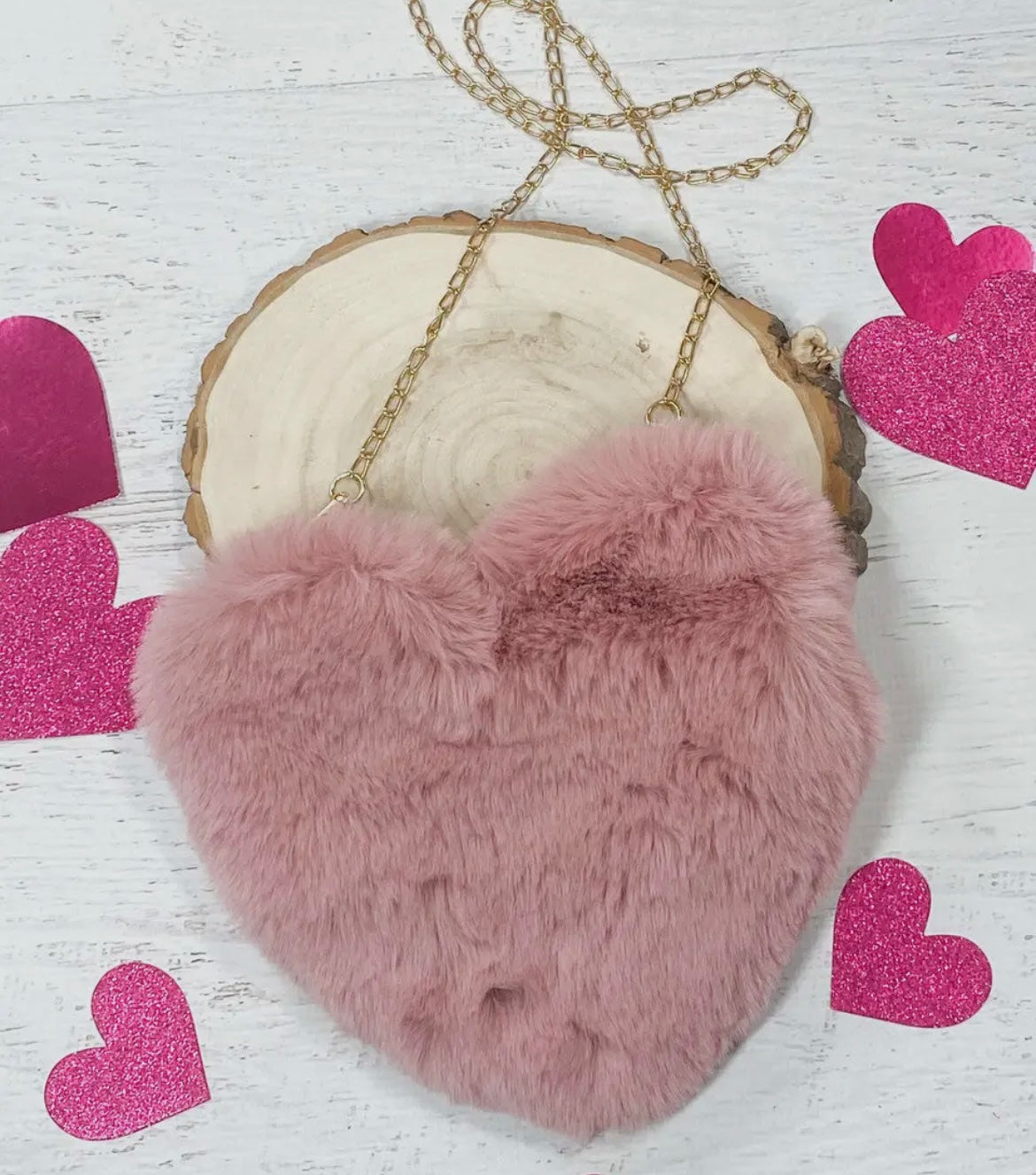 Pink Plush Heart Purse