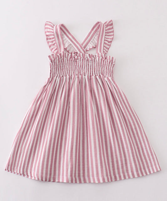 Muslin Pink Strip Dress