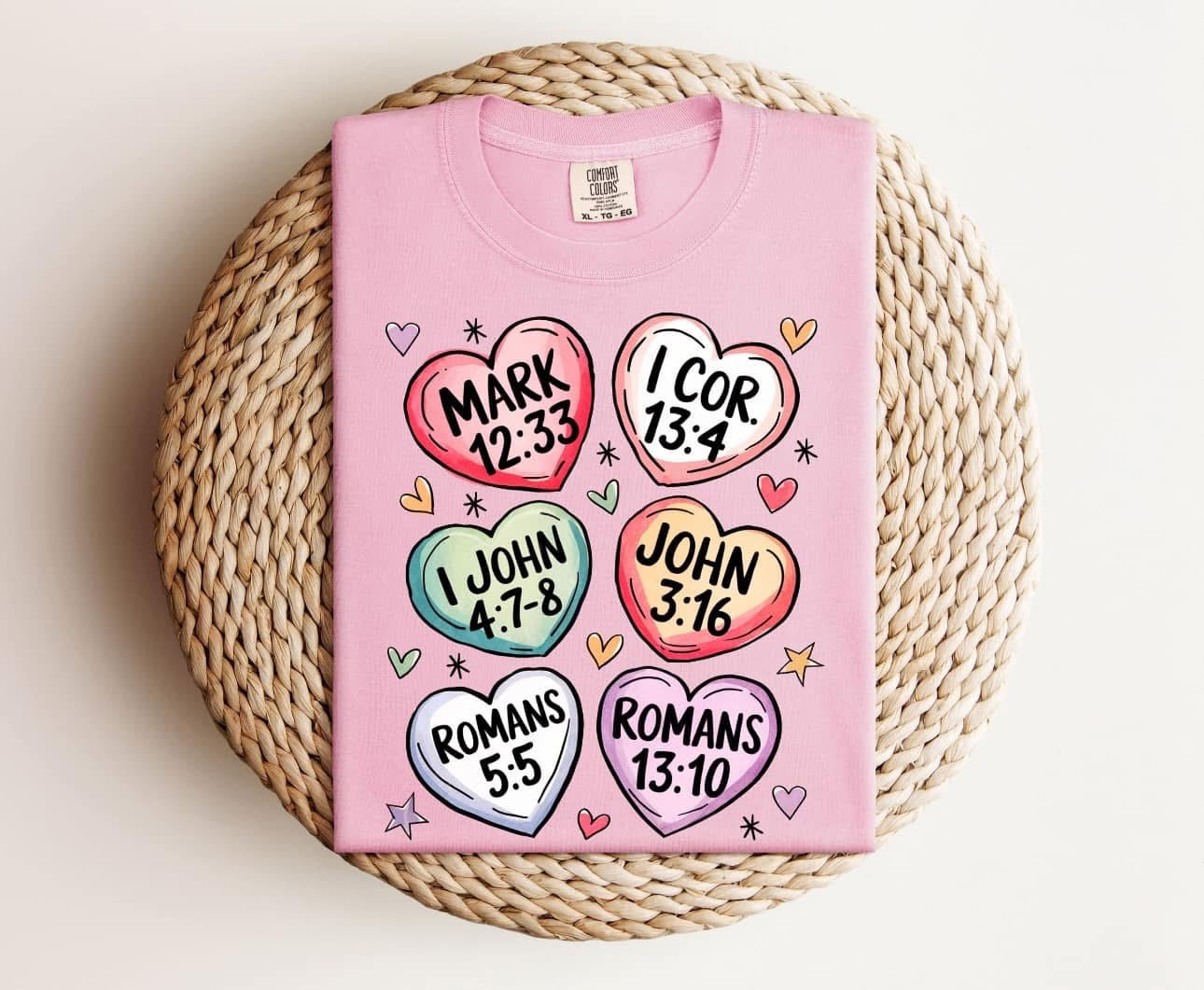 Verse Conversation Hearts Tee - Comfort Colors