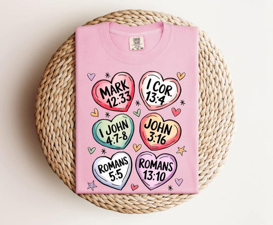 Verse Conversation Hearts Tee - Comfort Colors