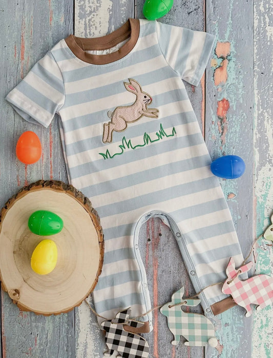 Blue Stripe Easter Romper