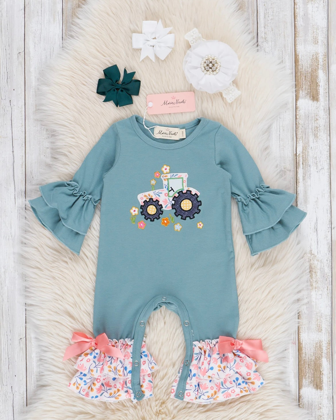 Floral Tractor Romper