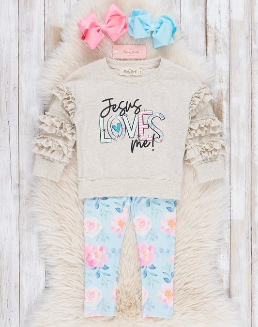 Jesus Loves Me Floral Set