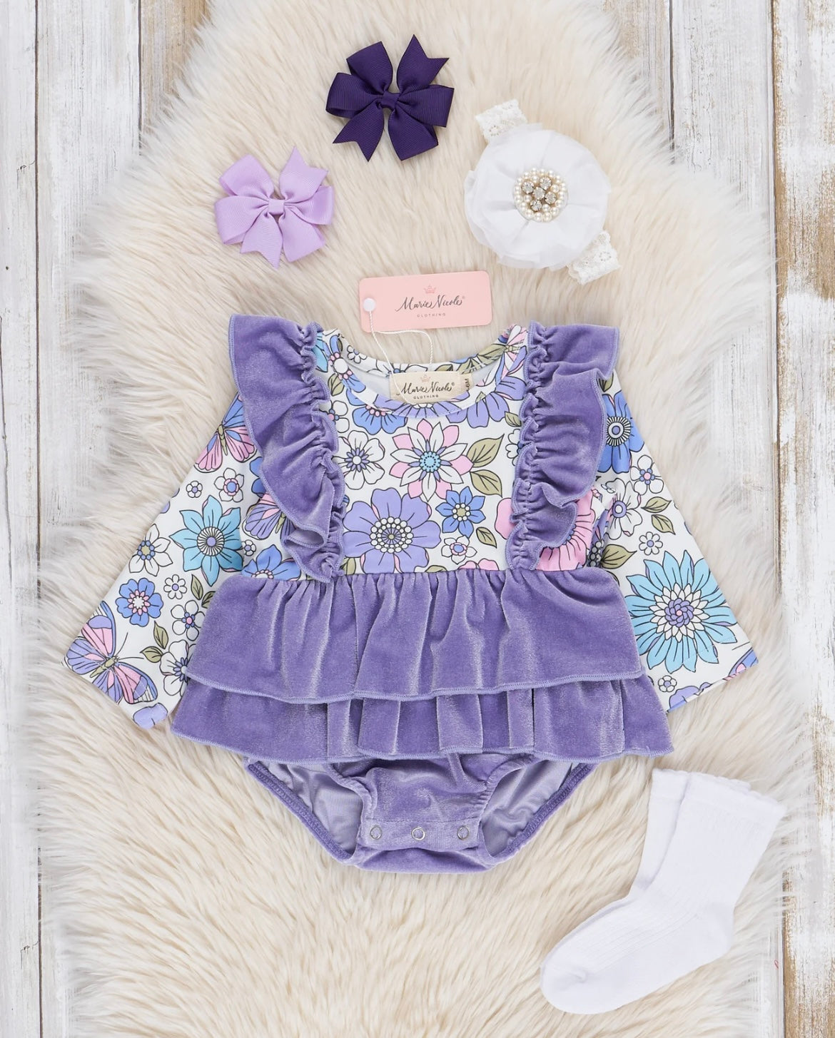 Purple Velvet Floral Onesie