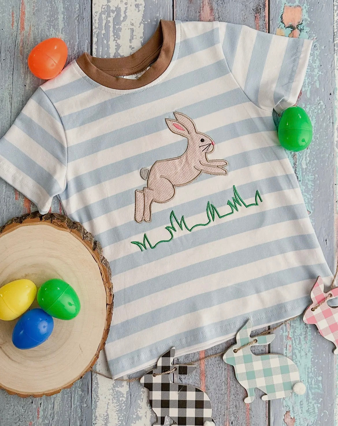 Blue Stripe Bunny Top