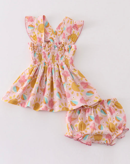 Muslin Ice Cream Smocked Set