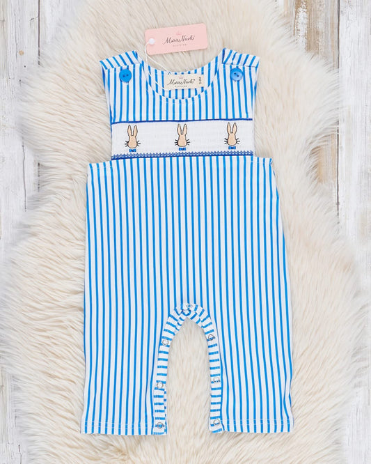 Blue Stripe Bunny Romper