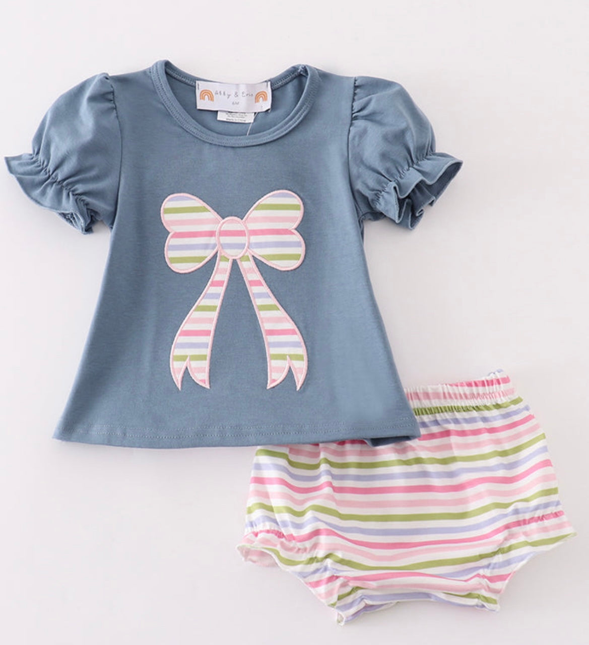 Striped Bow Bummie Set