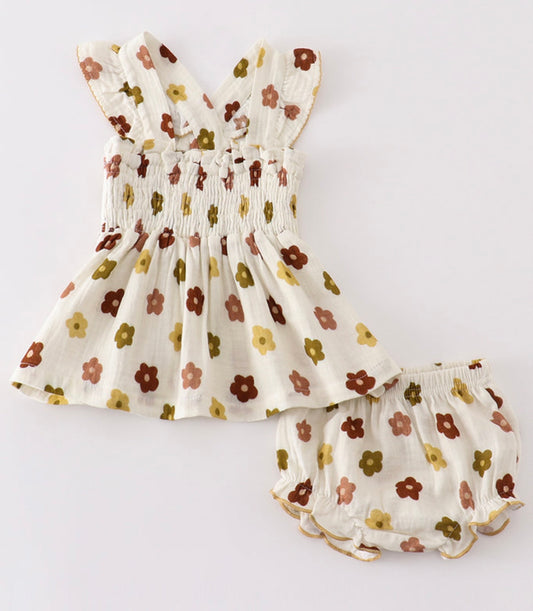 Muslin Floral Smocked Set