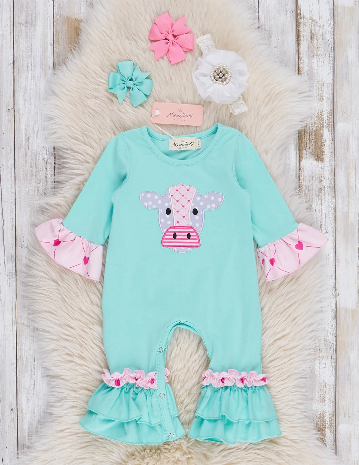 Pink Cow Romper