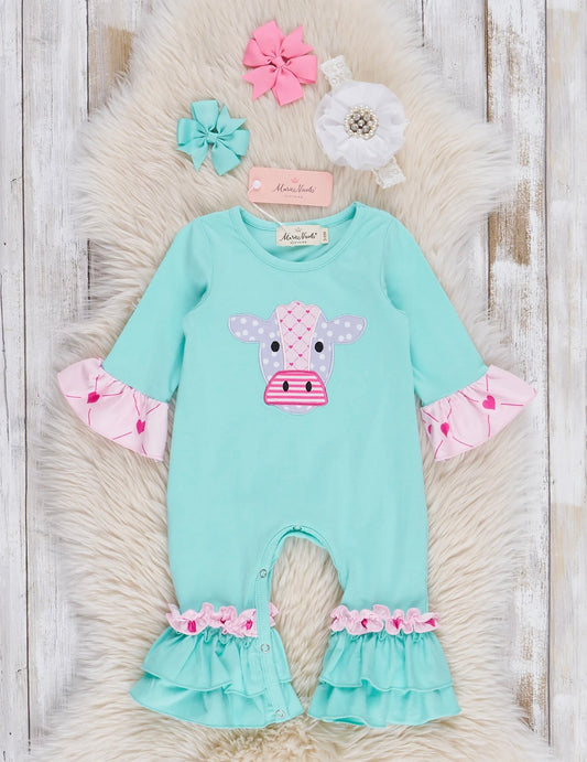 Pink Cow Romper