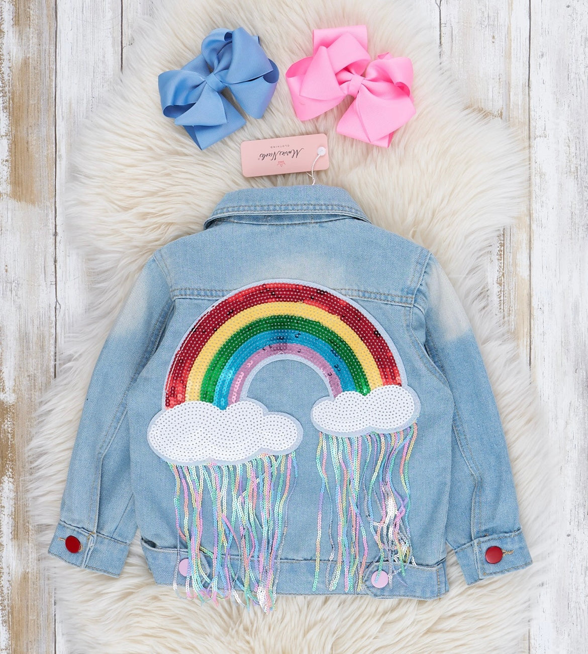 Rainbow Jean Fringe Jacket