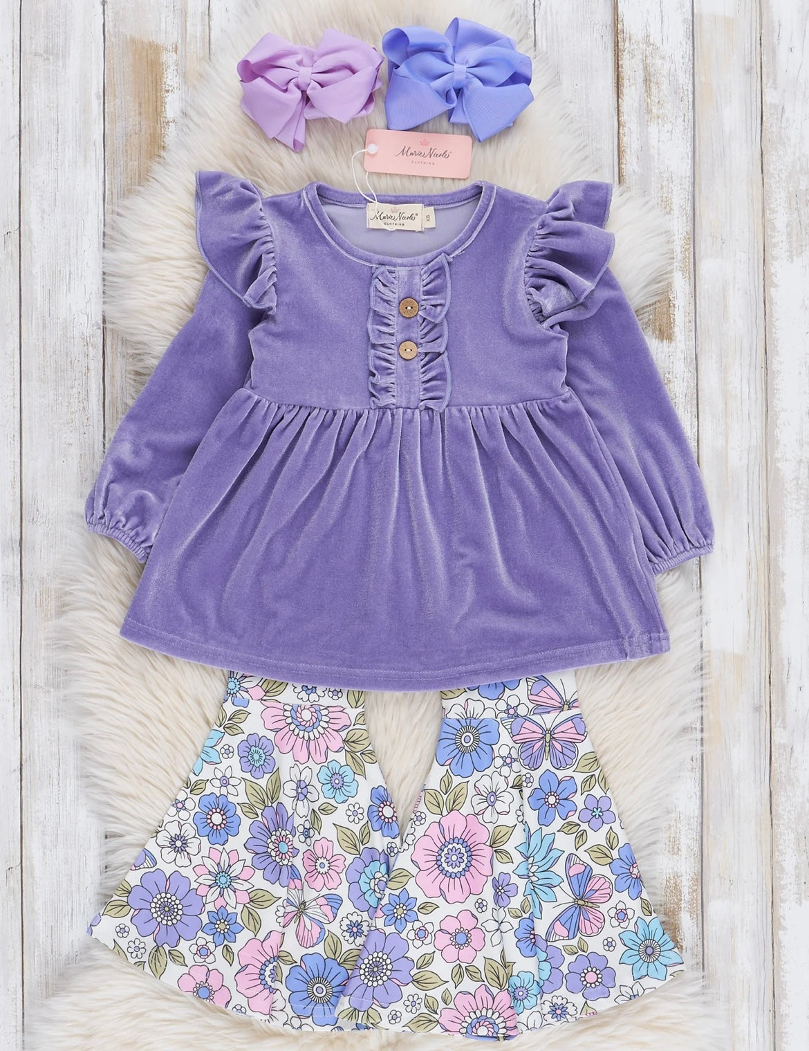 Purple Velvet Floral Set