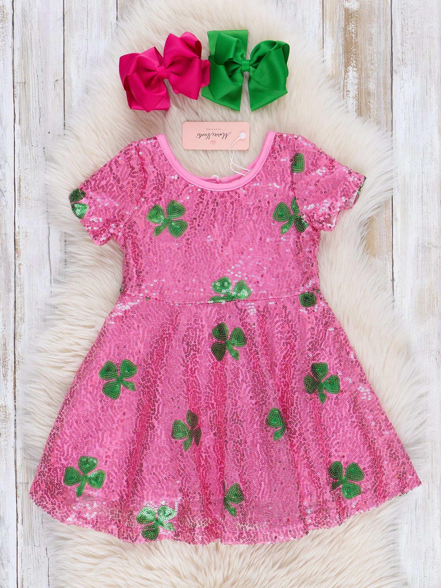 Pink Sequin Clover Dress