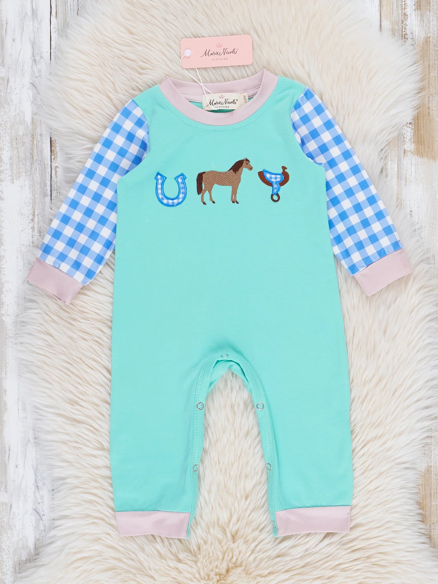 Horse Race Checkered Romper