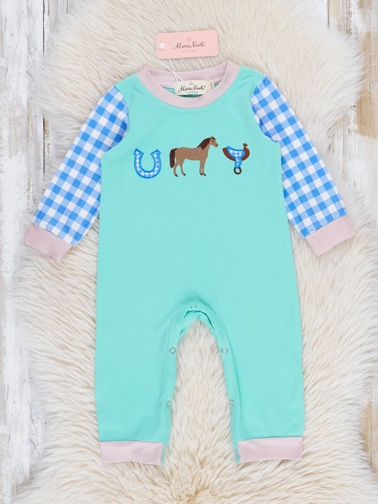 Horse Race Checkered Romper